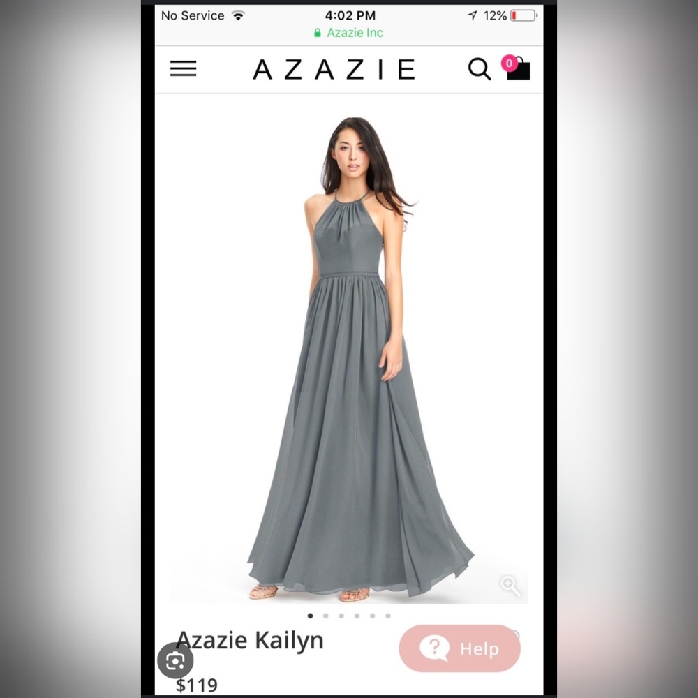 Azazie Kailyn Steel Grey Halter Dress Sz A6